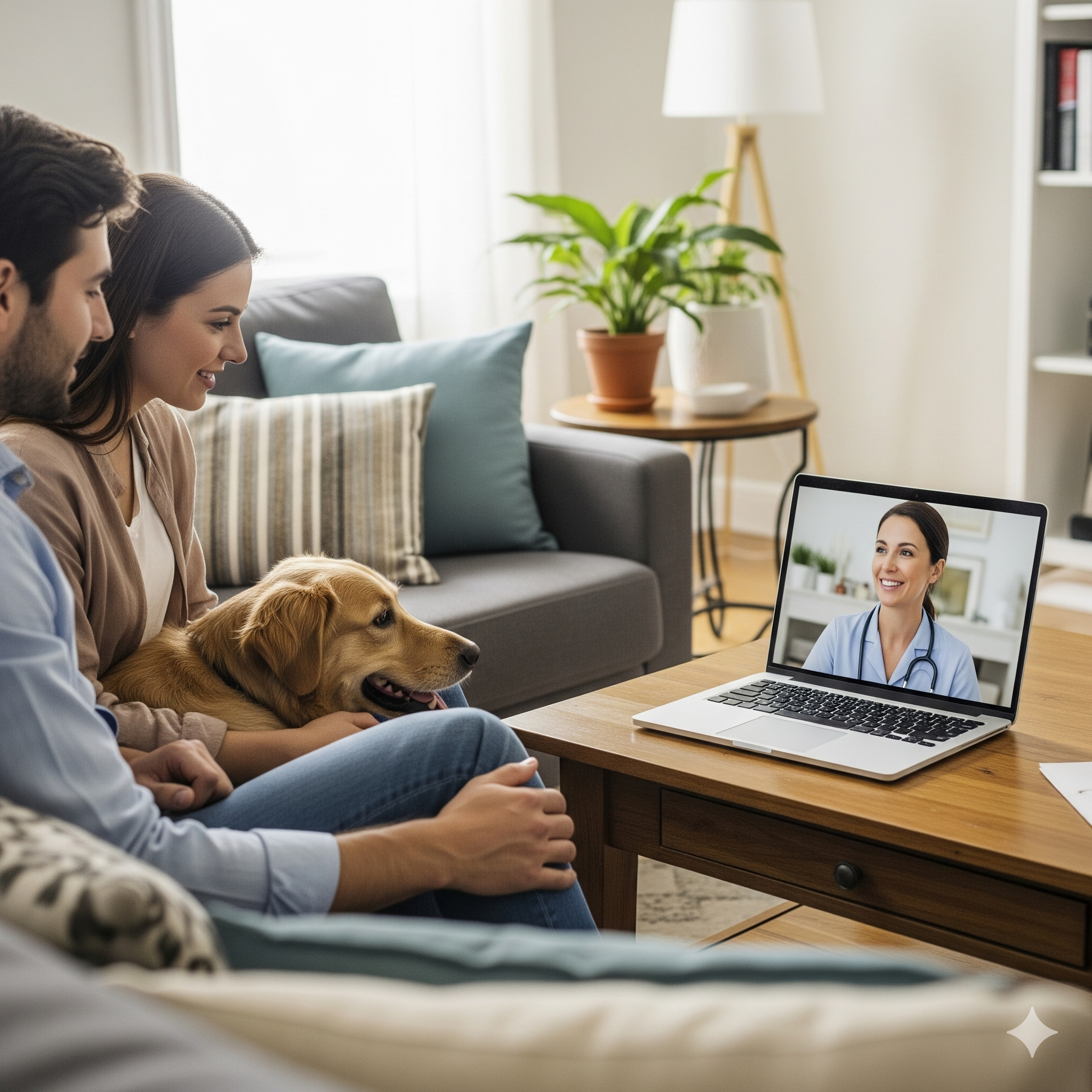 A vet telemedicine appointment at home